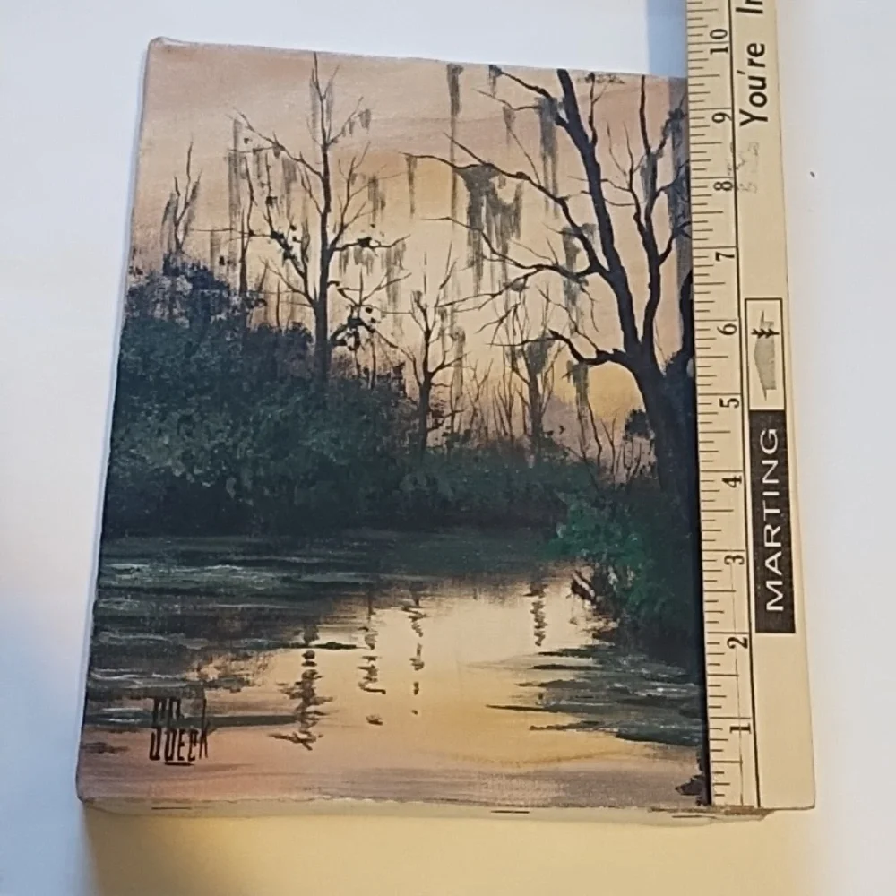 Serene Landscape Canvas Art in Green and Brown - Picture 8 of 9